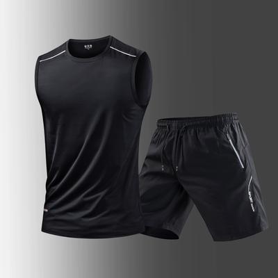 Ice Silk Quick Drying Set Men's Summer Thin Breathable Elastic Cool T-shirt Shorts Casual Sportswear Two-piece Set