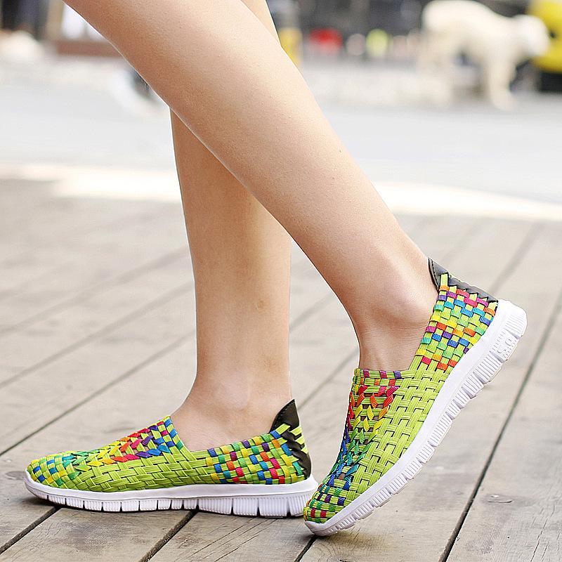2025 Four Seasons New Hollow Woven Shoes Fashion Breathable Comfortable Korean Version Casual Women's Shoes Foot Lazy Shoes