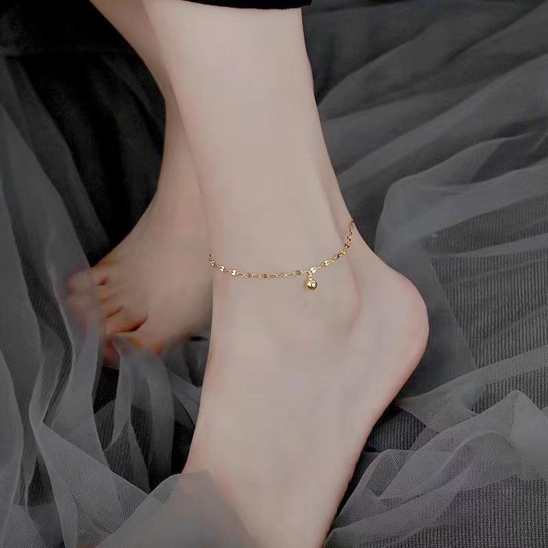 Lucky Beads Anklet For Women  Trendy Simple Flash Ankle Chain Spring Summer Jewelry Gift