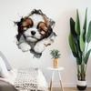 3D Cute Cartoon Cat and Dog Breaking Through Wall Stickers, Self-Adhesive Decor for Bedroom Living Room Bathroom Toilet Tank Decoration