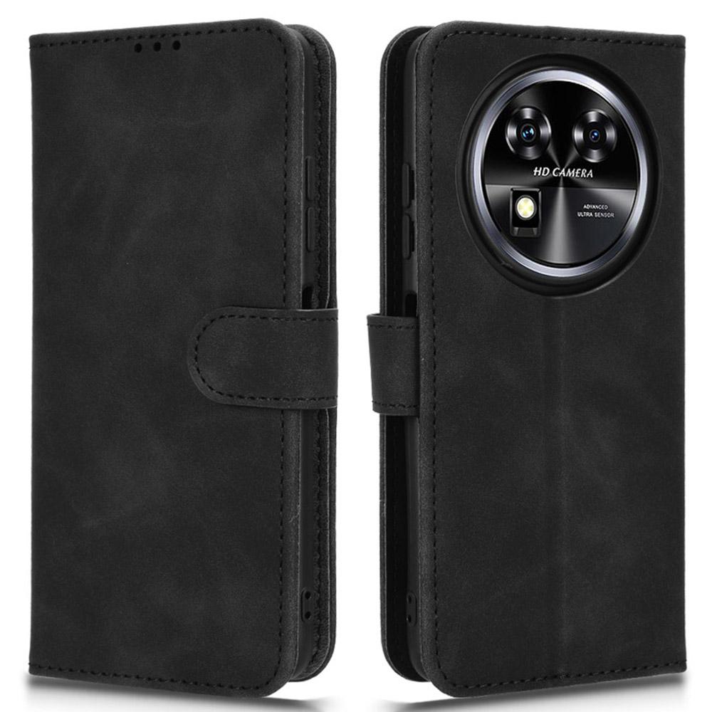 

For Oukitel C37 Wallet Case Skin-Feel Leather Phone Cover Folio Flip Black