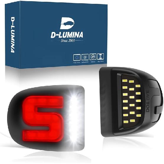 D-Lumina LED License Plate Light Tag Lamp Assembly For -UP Nissan Altima Sentra Rogue Versa, Powered By 18-SMD Xenon White LED Tag Lights, Pack Of 2