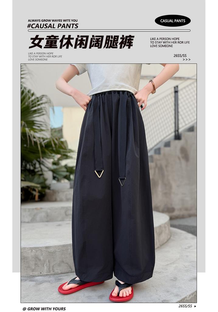 Girls' Pants, Summer Thin Casual Pants, Girls' Cotton Straight Leg Harem Pants, Summer Children's Shaking and Anti Mosquito Pants