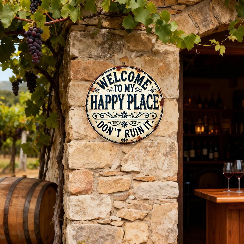 Outdoor Metal Wall Decor Round Welcome Sign Funny Don't Ruin It Quote for Front Door Porch Patio Garden Yard Fence Home Entryway
