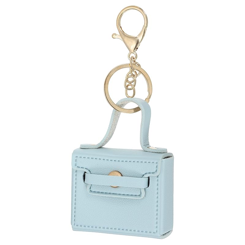 

[PATIKIL] coin pouch PU Leather Small Coin Purse Key Chain Women s Key Chain Pouch Mini Tote Bag Key Chain Cute Small Change Purse Bag Decoration blue
