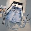 Dámské letní džínové šortky s vysokým pasem a šněrováním - Slim Fit, Obepínající hýždě, Trendy, Elastické Super Krátké Hot Pants