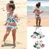 Charmantes 2-teiliges Mädchen-Bikini-Set mit Rüschen und Blumenmuster, mit entzückendem Flamingo-Design