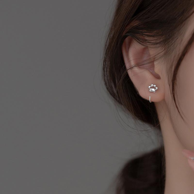 Trendy Cute Cat Paw Ear Hooks - Korean and Japanese Style, Comfortable and Fun, No Need to Remove for Sleep