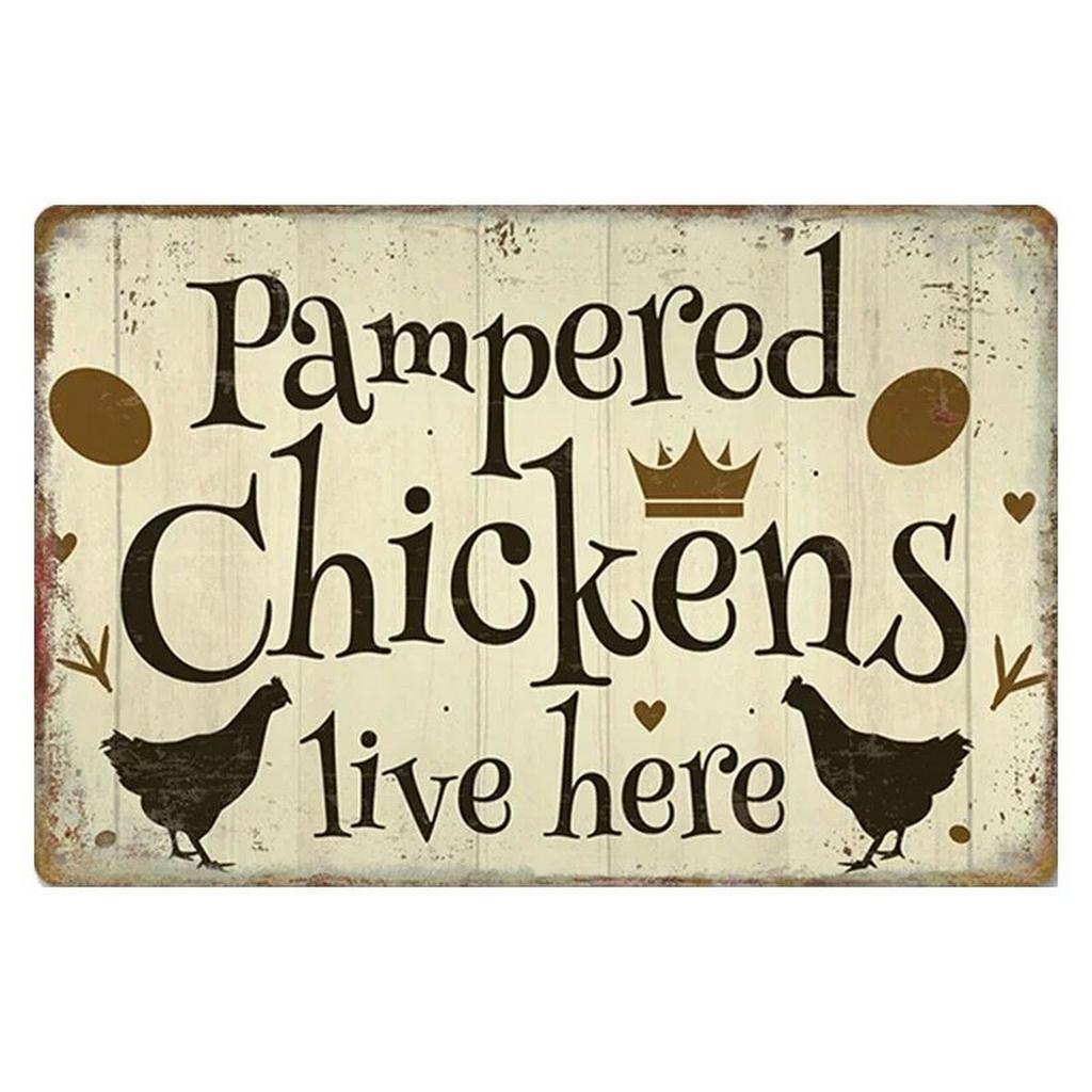 Antique Country Barnyard Rooster Chicken Metal Sign Retro Farm Wall Art For Farmhouse Kitchen Barn Cafe Wall Decoration
