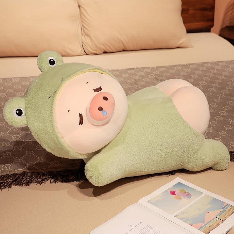 

Toy Animal Stuffed Cartoon Party Pig Into Panda Frog Doll Pillow Doll Childrens зелений