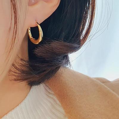 Women's Simple Bold Jar Oval Big Hoop Earrings