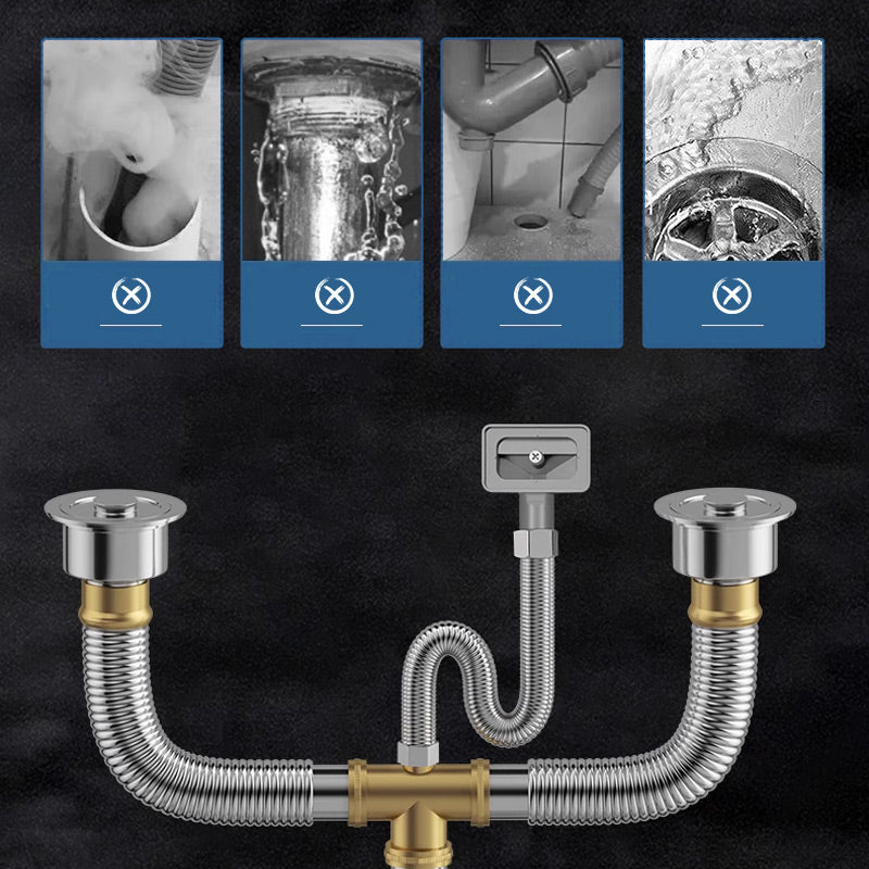 Edelstahl Doppelnut Abwasser Set Küchenspülen Schläuche Ablaufrohr Armaturen Spülbecken Wasserrohr Zubehör