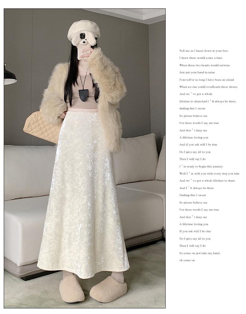 Women's Velvet A-Line Skirt, High-Waist, Slim-Fit, Thick Velvet, Autumn/Winter 2025 Collection