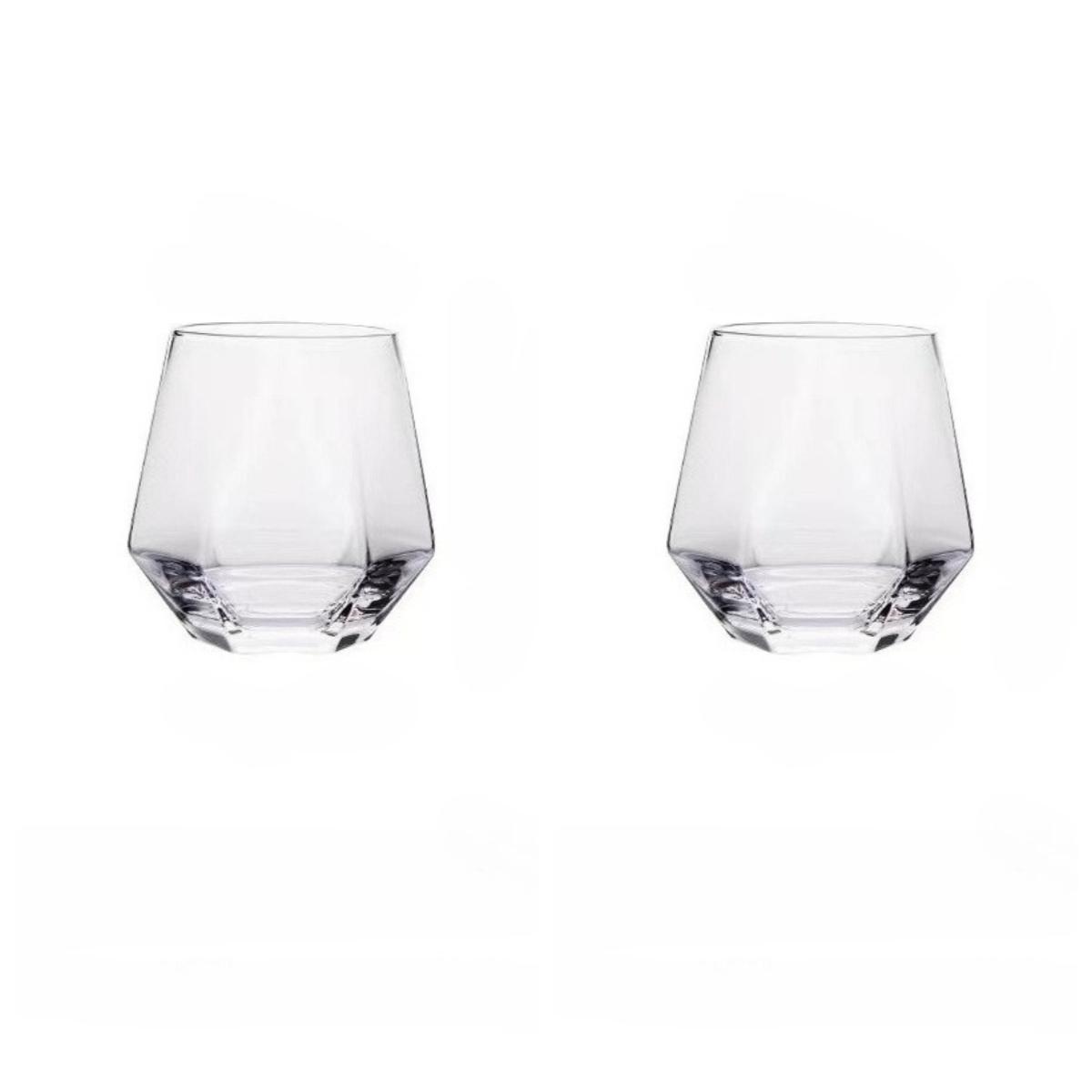 

2pcs Hexagonal Diamond Cup Transparent Glass Water Cup with Gilded Edges Creative Nordic Water Cups Wine Glass Christmas Gift 2pcs