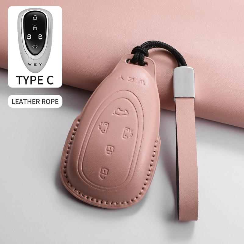 PU Leather Car Smart Remote Key Cover Case For WEY Blue Mountain Highland Mocha Latte DHT-PHEV Key Protecter Shell Accessories