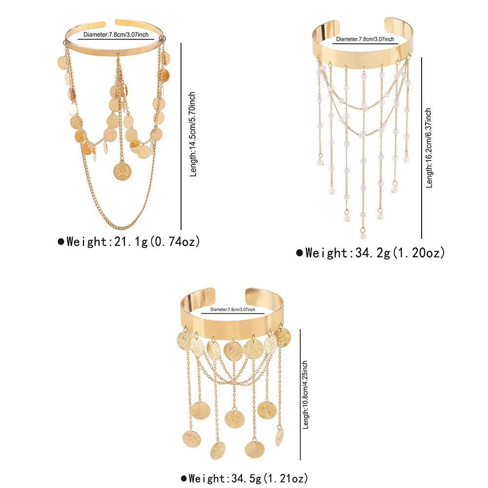 Pearl Tassel Arm Chain Adjustable Open Cuff Bracelet Armlet Armband Upper Arm Bangles  Party