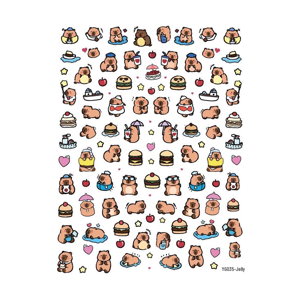 

Capybara Nail & Camera 3D Stickers: Cute & Derpy DIY Embossed Set YG035 Jelly Style