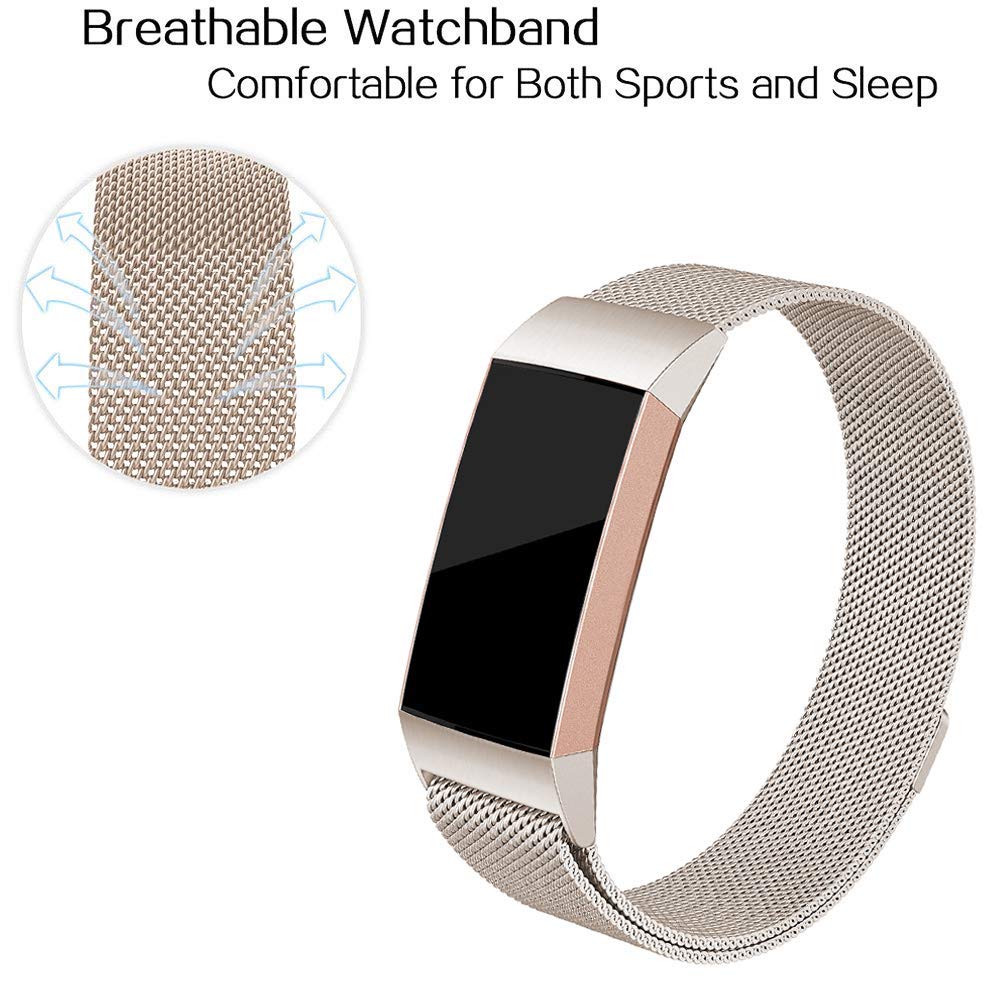 Luxury Milanese Mesh Watchband for Fitbit Charge 3 Stainless Steel Magnetic Watch Strap Replacement