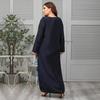 Plus Size Women Elegant Loose Long Sleeve Dress Splicing Spring Summer Print O Neck XL 4XL