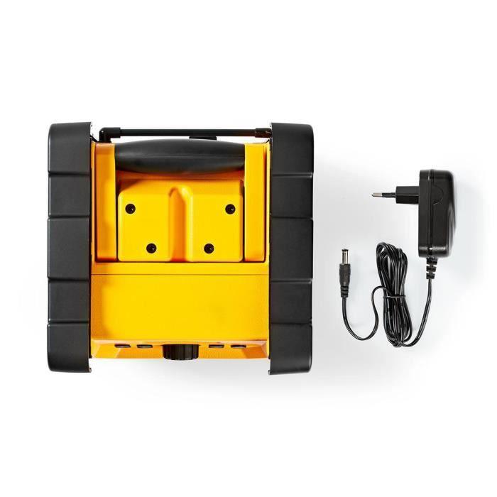 Radio FM De Chantier Nedis RDFM3100YW - Noir/Jaune - Bluetooth - IPX5 - 20 Présélections