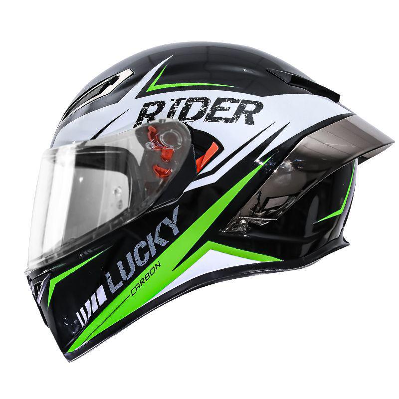 Unisex Carbon Fiber Full-Face Motorcycle Helmet with Bluetooth & Anti-Fog, 3C Certified for All Seasons