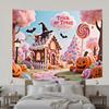 Candy House Style-Pumpkin,Bat Elements Halloween Backdrop for Party Event Decor,Photo Booth,Festive,Halloween Decor