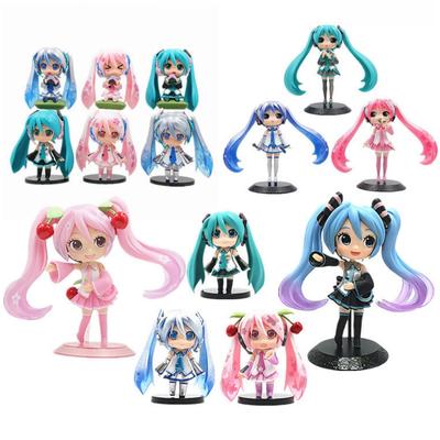 Anime Nouveaux Ornements de Mini Personnages Figurines Hatsune Miku Kawai Rose Vert Hatsune Décoration de Bureau à Domicile Jouet pour Adulte Cadeau d'Anniversaire pour Enfant