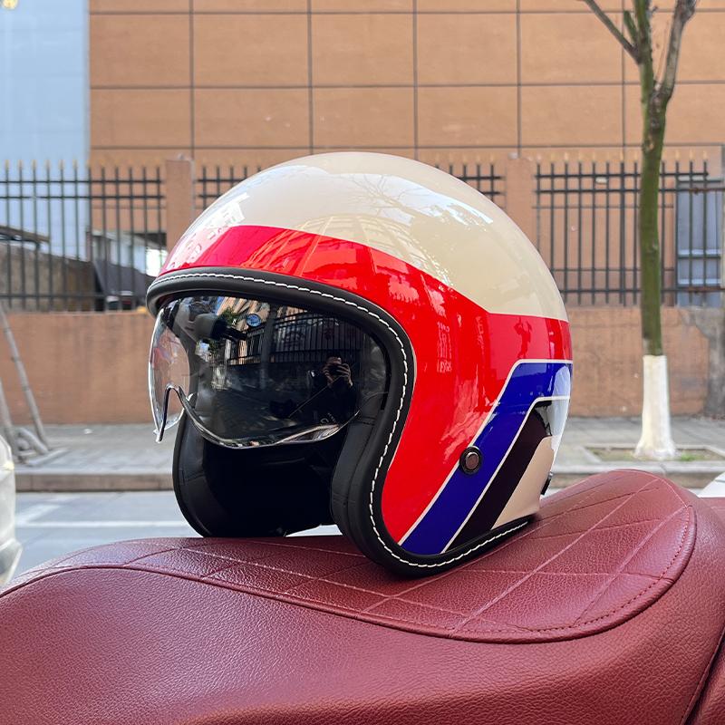 2024 NEW motorcycle helmet for men and women 3C certification 3/4 helmet retro half helmet motorcycle commuting for all seasons
