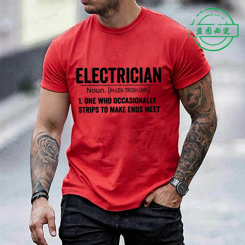 Unisexs Funny Tshirt Electrician Definition Print Shirts Short Sleeve Tee Tshirts Oversized Clothing Gift For Husband Unisex Papa