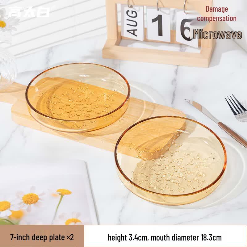 Shanzhongshan 7-Inch Borosilicate Glass Snowflake Plate Set