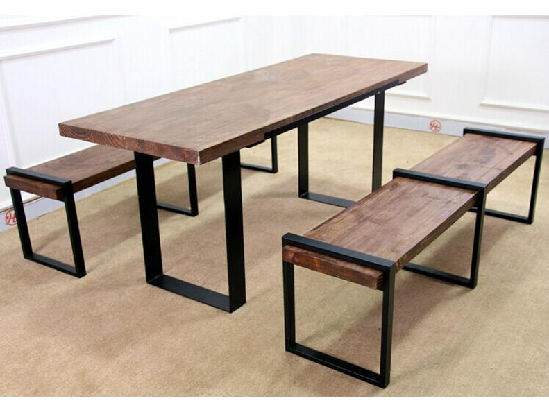 Vintage Wood and Iron Dining Set for Cafe, Tea Shop, or Restaurant