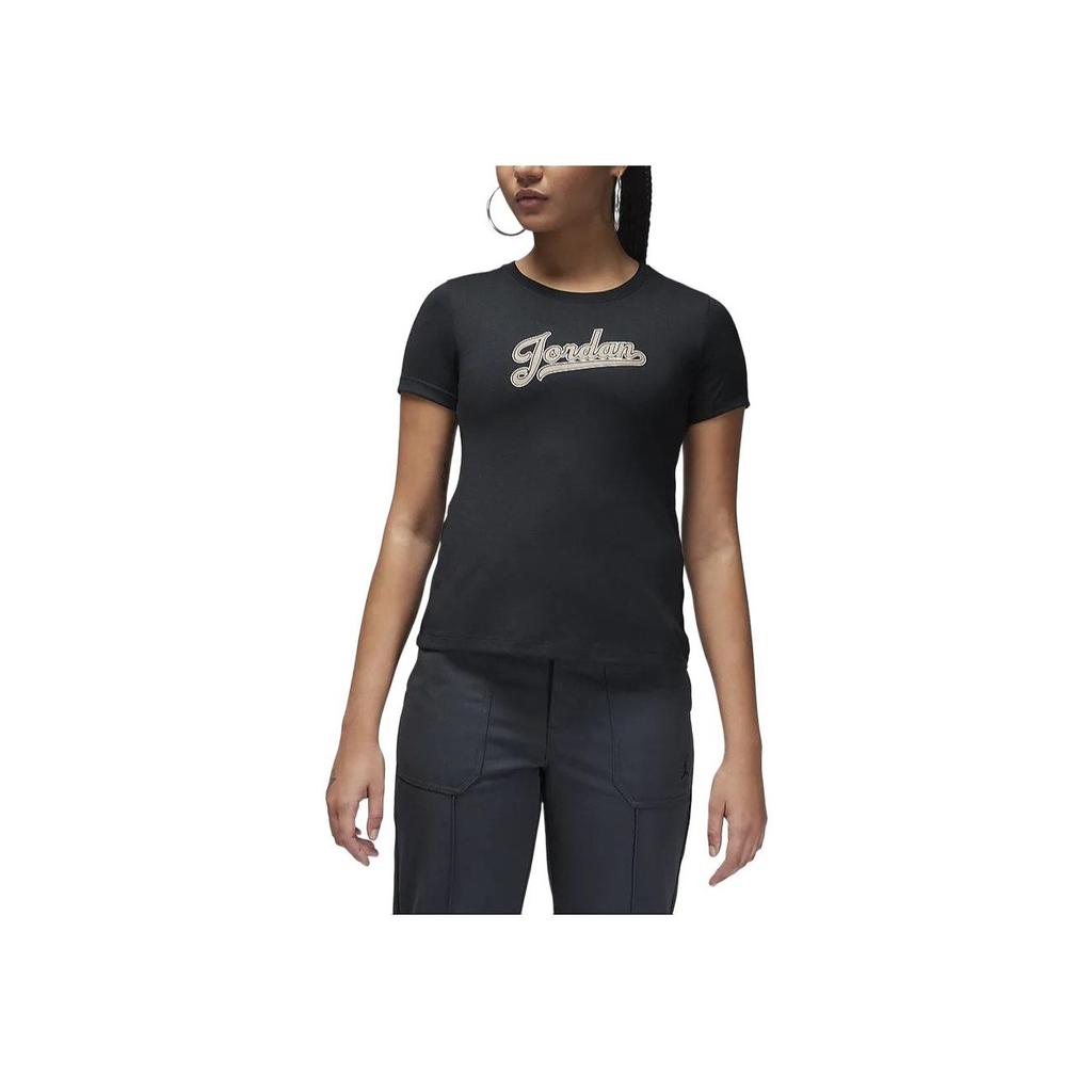 Jordan Slim Fit Round Neck Short Sleeve T-Shirt Women Tops Black FN5390-010