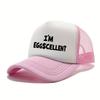Im Eggscellent Funny Graphic Trucker Hat Pink and White Mesh Adjustable Casual Cap
