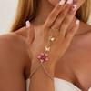 Ingemark Exquisite Sweet Butterfly Flower Finger Bracelet for Women Retro Drip Oil Flower Charm Bracelets Jewelry Hand Accessory