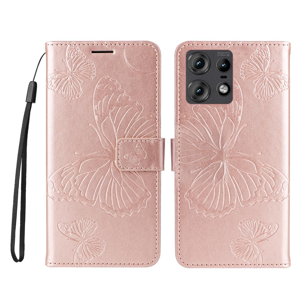 For Motorola Edge 50 Pro 5G Wallet Case Floral Butterfly Imprinted Leather Phone Cover Stand