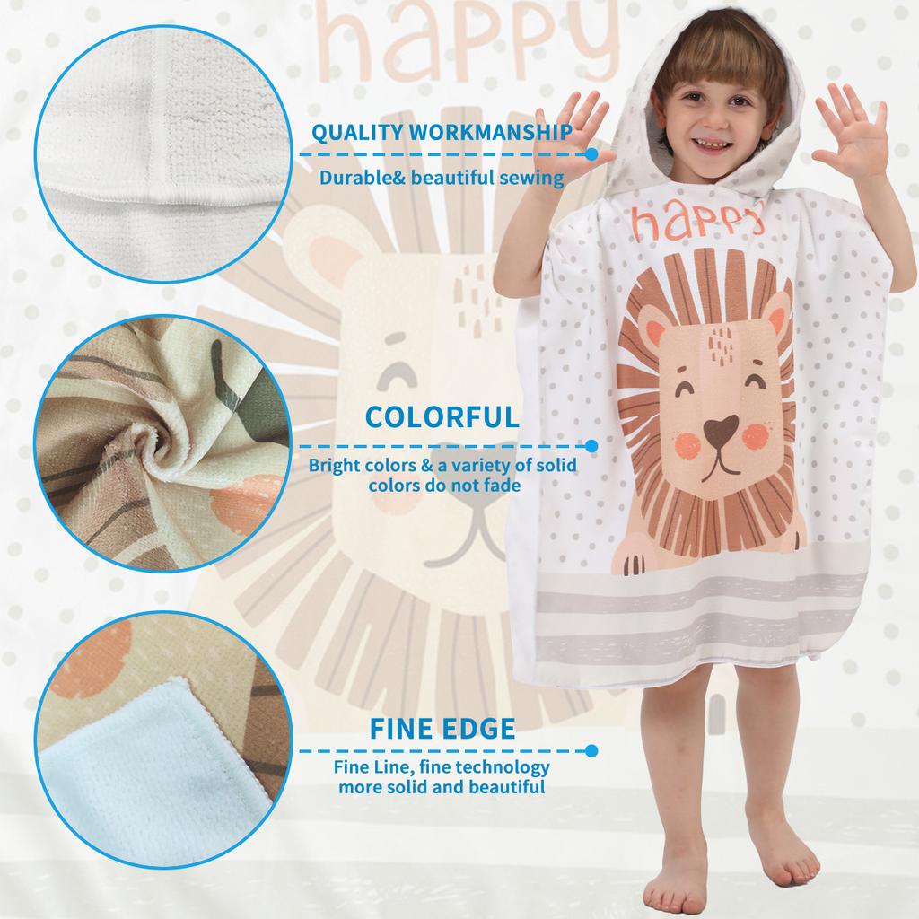 Ultra Fine Fiber Children's Bath Towel Printed Large Bathrobe for Baby Beach Swimming, Portable Absorbent Beach Towel
