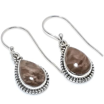 Natural Fossil Coral Gemstone 925 Solid Sterling Silver Gift Earring 1.25" r3J62