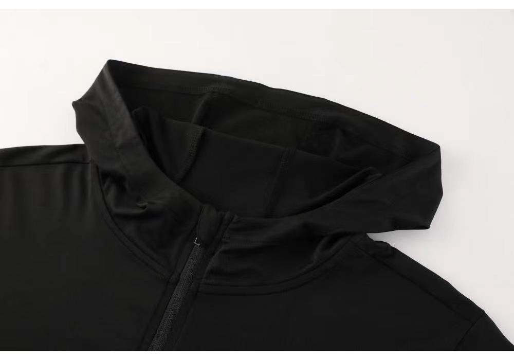 Men's and Children's Quick-Dry Black Hooded Running Suit - 2024 Spring/Autumn Collection