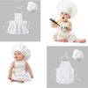 15 Days Newborn Shoot Chef Apron Bebe Photo Accessories Set Baby Photogrpahy Props New Born Doll Hat Food Cook Costume Studio