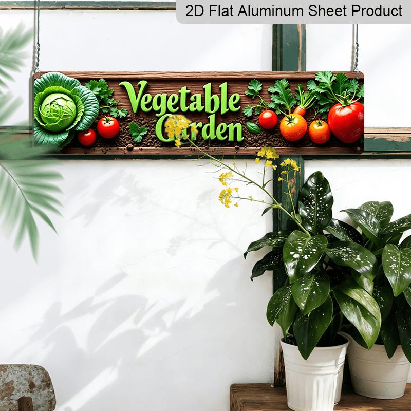2D Flat, 1pc Vintage 'Vegetables and The Name' Sign - Durable Metal Wall Decor - Rustic Farm Door Hanging Decoration for Home, Porch, Barn -New Year