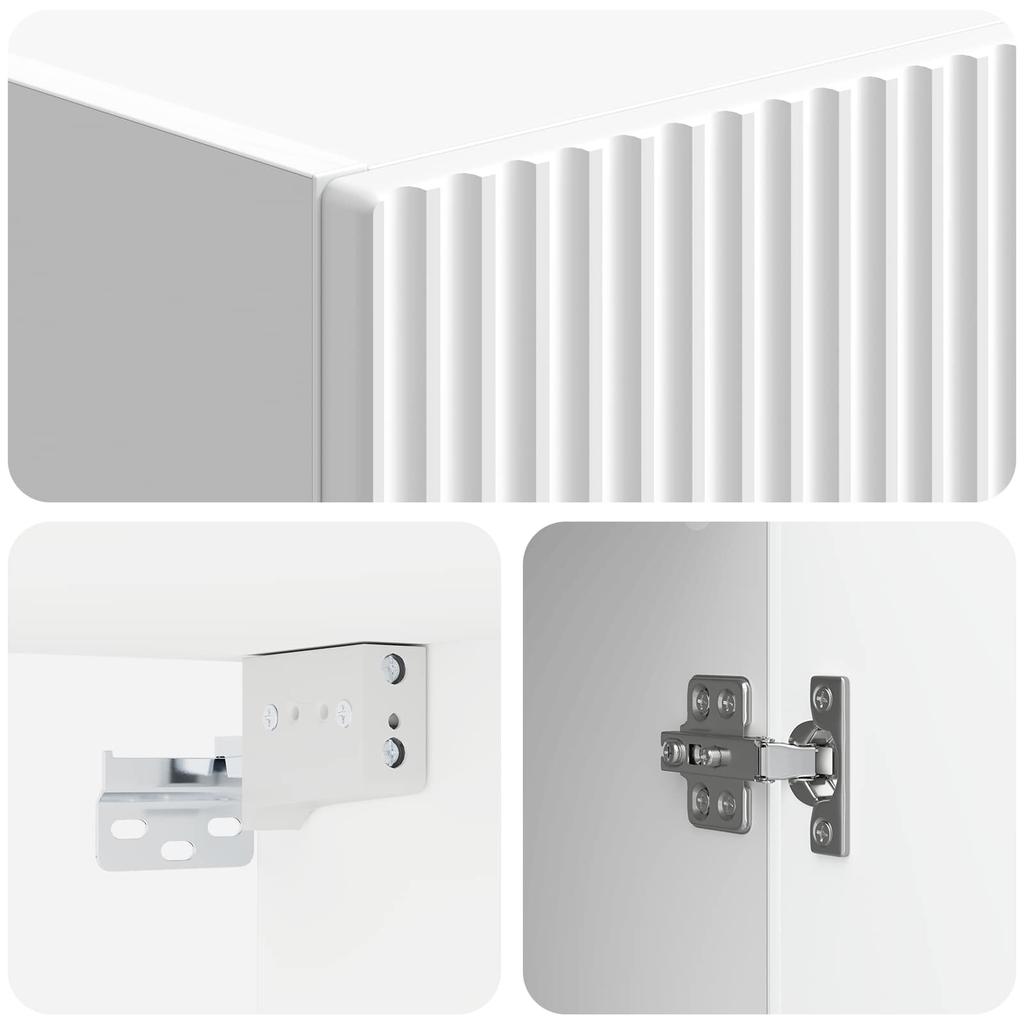 Cabinet Set 2 Pcs High Gloss White Particleboard