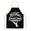 Cake Letters Women's  Kitchen Cotton Linen Apron Black Bib Household CleaningCooking