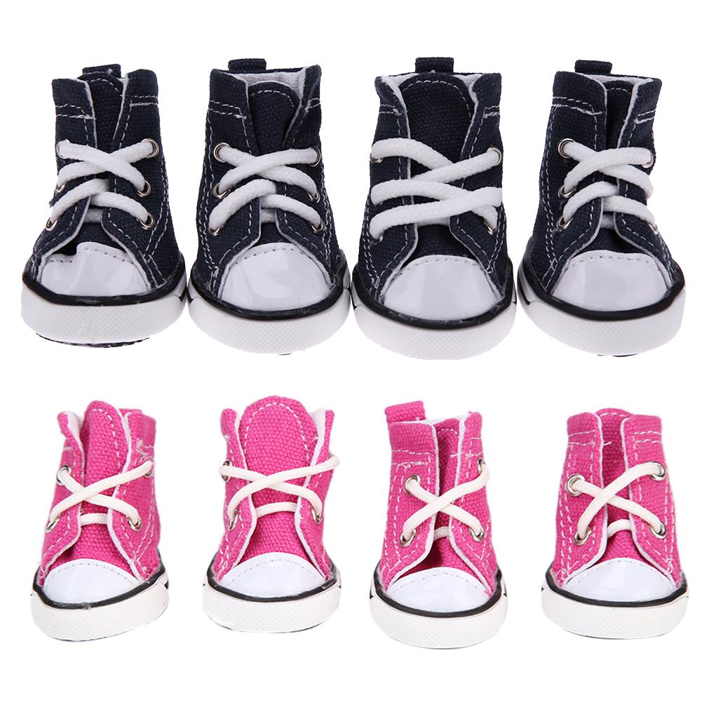 

4 шт. джинсовая обувь для собак, противоскользящие водонепроницаемые спортивные кроссовки, дышащие пинетки, регулируемая обувь для домашних животных, защита от пыли, одежда для собак