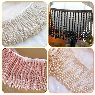 50cm koralikowy wisiorek frędzle koronkowe wykończenie perłowe frędzle koronkowe wykończenie DIY odzież sukienka sceniczne ubrania zasłony tapicerka dekoracje rzemiosła