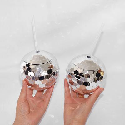 5 Stück Discokugel-Becher mit Strohhalm Junggesellinnenabschied Junggesellenabschied Hochzeit Brautjungfern-Zubehör Sommer Strand Pool Geburtstagsfeier Dekoration