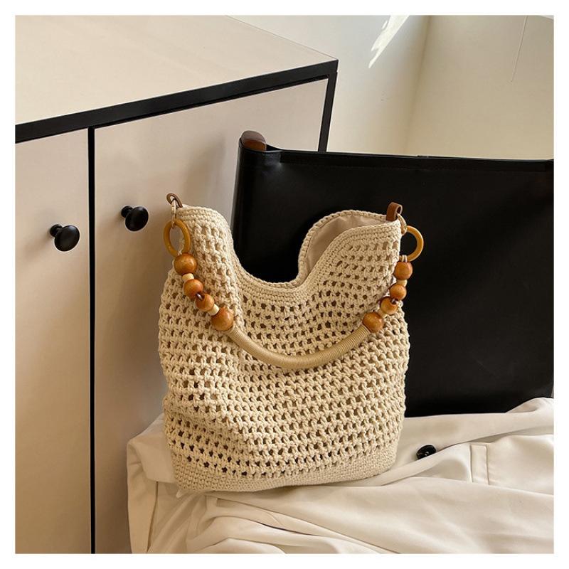 Summer Beach Bag, New Large Capacity Hollow Woven Shoulder Bag, Hand-held Straw Woven Tote Bag