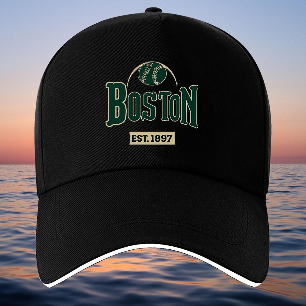 Boston Est 1897 Baseball Cap Green Logo Polyester Unisex Adjustable Casual Sports Hat One Size