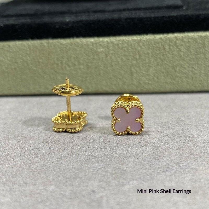 Four-leaf Clover Earrings Mini Style Non-fading Women s Earrings Natural Agate Earrings Ear Shots