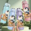 1PC Penguin On Rocking Horse Print 750ml Color Plastic Sports Water Bottle Leakproof Flip Straw Lid Suitable for Sports Office Home Use