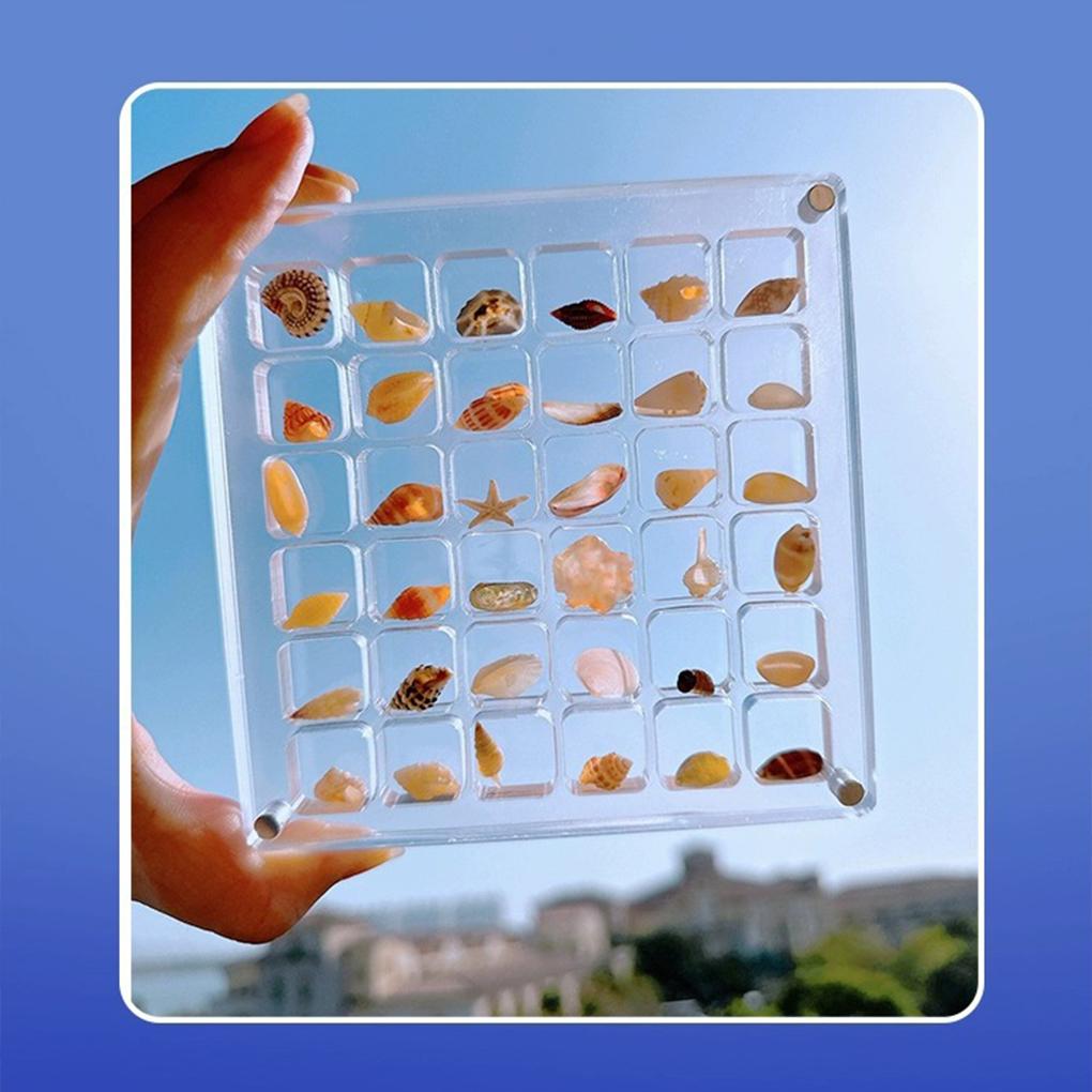 White Shell Display Box Style 1 Transparent 36 Grid Acrylic Box Jewelry Storage Bead Organizer Shell